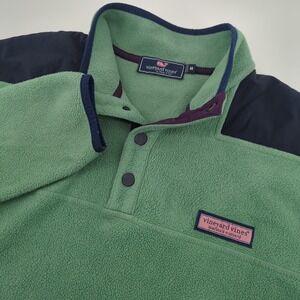 Vineyard Vines Men's Medium Seafoam Green Harbor Fleece Quarter Snap Pullover
